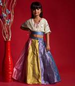 Multicolour Ghagra with V Neck style top