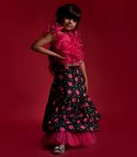 Flowered Ghagra with Frilled Organza Top