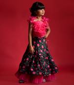 Flowered Ghagra with Frilled Organza Top