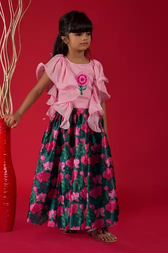 Ghagra with Frilled embroidered top