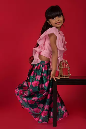 Ghagra with Frilled embroidered top