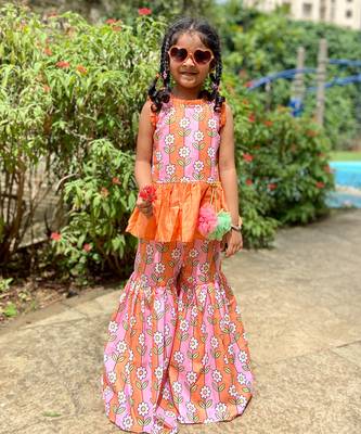 Peplum Kurta with Sharara and Hangings 1
