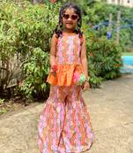 Peplum Kurta with Sharara and Hangings