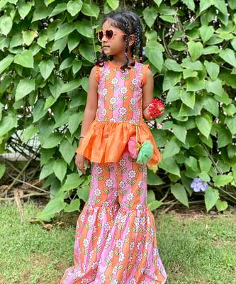 Peplum Kurta with Sharara and Hangings 7