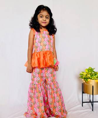 Peplum Kurta with Sharara and Hangings 8