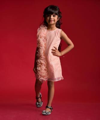 Frilled one side style frock 1