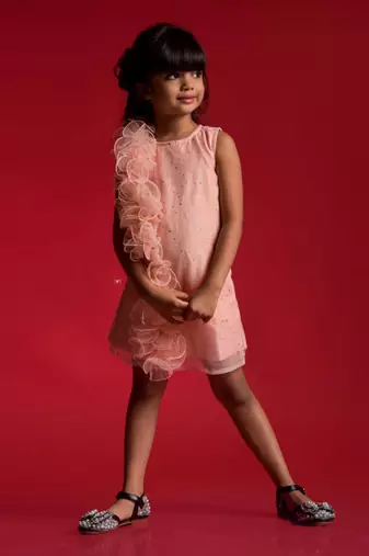 Frilled one side style frock