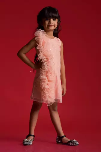 Frilled one side style frock
