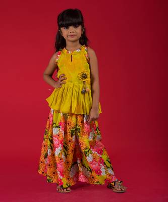 Peplum top with back tie ups and floral print palazzo 2