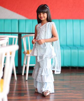 Long Peplum sleeveless Kurta with Sharara and Kurta 1