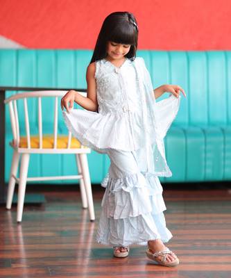 Long Peplum sleeveless Kurta with Sharara and Kurta 5