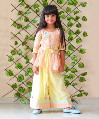 Organge Embroidered Kurta with Colorful Palazzo 1