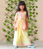 Organge Embroidered Kurta with Colorful Palazzo