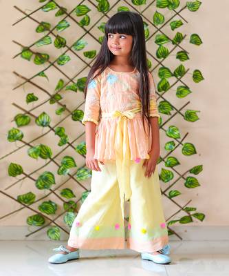 Organge Embroidered Kurta with Colorful Palazzo 2