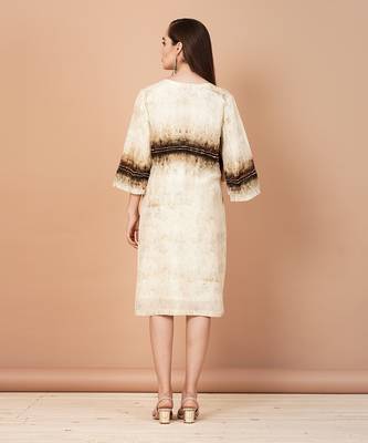 Beige,Brown And Gold Shift Dress 3