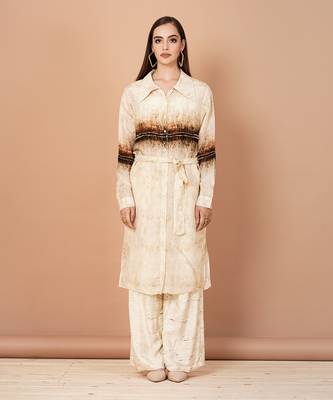 Beige,Brown And Gold Tunic Dress 1