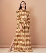 Gold And Shades Of Brown Long Maxi Dress