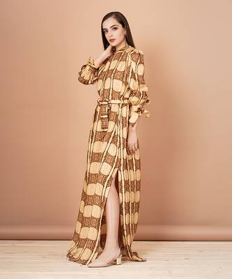 Gold And Shades Of Brown Long Maxi Dress 2