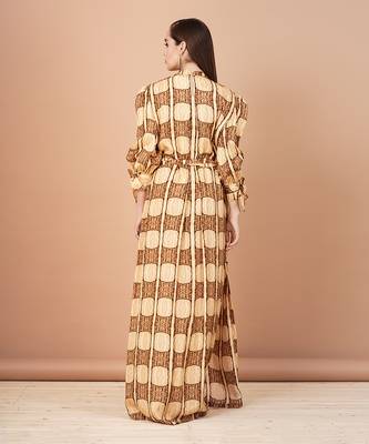 Gold And Shades Of Brown Long Maxi Dress 3