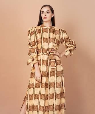 Gold And Shades Of Brown Long Maxi Dress 4