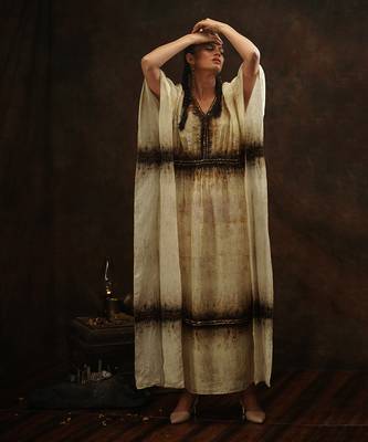 Beige,Brown And Gold Kaftan Dress 1