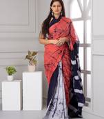 Chunika Batik Print Cotton Saree with Blouse Piece