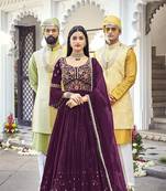 Wine Embroidered Mehndi Trendy Salwar Kameez