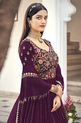 Wine Embroidered Mehndi Trendy Salwar Kameez 2