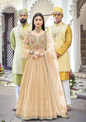 Beige Embroidered Mehndi Trendy Salwar Kameez 1