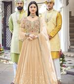 Beige Embroidered Mehndi Trendy Salwar Kameez