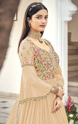 Beige Embroidered Mehndi Trendy Salwar Kameez 2