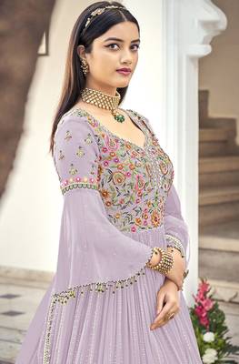 Lavender Embroidered Mehndi Trendy Salwar Kameez 2