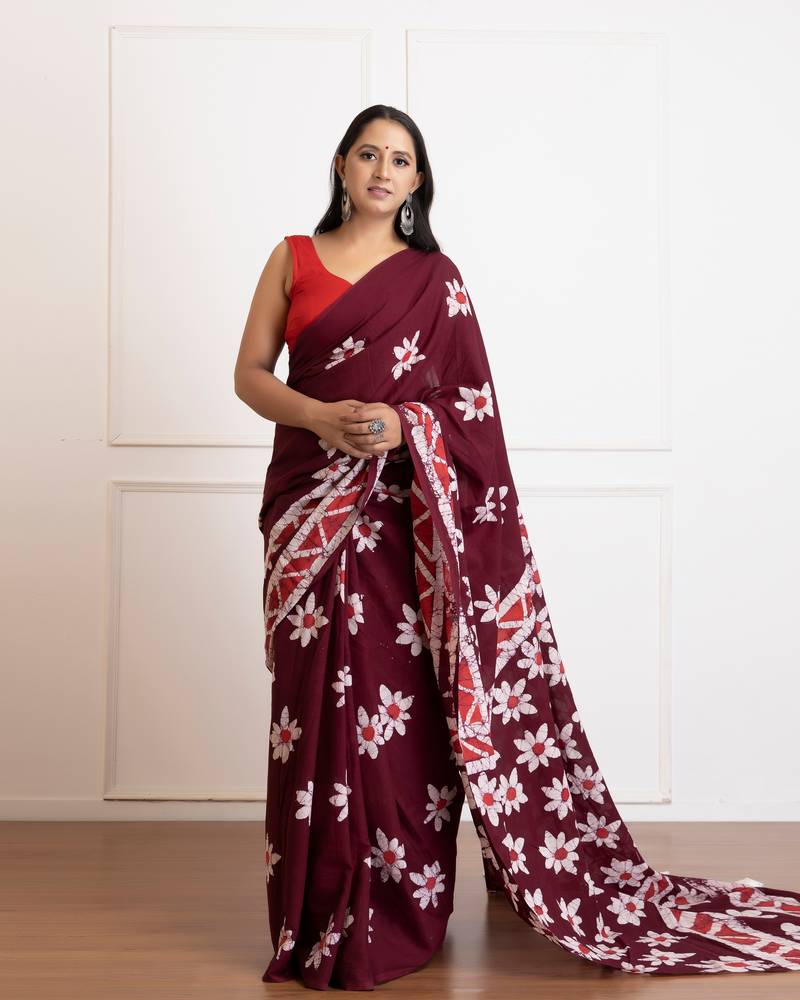 Gita Batik Print Cotton Saree with Blouse Piece
