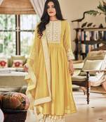 Yellow Color Georgette Embroidered Party Salwar Suit
