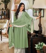 Sea Green Color Georgette Embroidered Party Salwar Suit