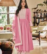 Pink Color Georgette Embroidered Party Salwar Suit