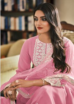 Pink Color Georgette Embroidered Party Salwar Suit 2