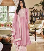 Light Pink Color Georgette Embroidered Party Salwar Suit