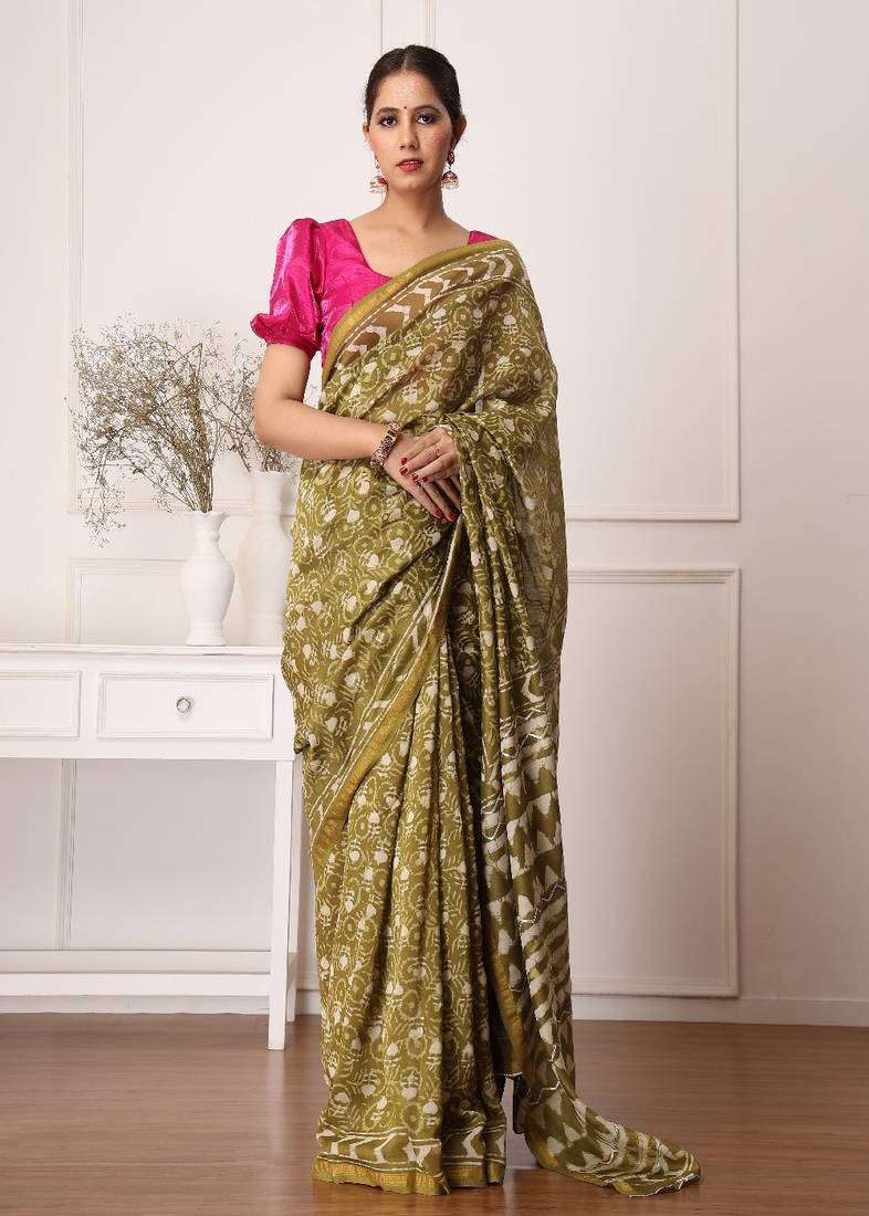 Eshma Chanderi Dabu Print Saree with Blouse