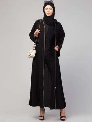 MRC Women's latest style simple design piping work front open abaya burqa 1