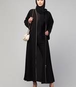 MRC Women's latest style simple design piping work front open abaya burqa