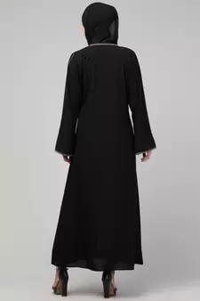 MRC Women's latest style simple design piping work front open abaya burqa