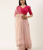 EthnoVog Ready To Wear Pink Jacquard Gathered Style Lehenga Set