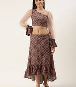 EthnoVog Ready To Wear Grey Printed Art Silk Sets And Suits