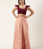 EthnoVog Ready To Wear Pink Taffeta Jacquard Skirt and Blouse