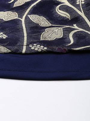 EthnoVog Ready To Wear Blue Crop Top N Jacquard Skirt Set 4