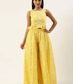 EthnoVog Ready To Wear Green Foil Printed Art Silk Co Ords Set