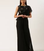 EthnoVog Ready To Wear Black Chinnon Embroidered  Palazzo Set