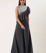 EthnoVog Ready To Wear Grey Georgette Embroidered Palazzo Set