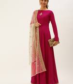 EthnoVog Ready To Wear Pink N White Embroidered Anarkali Suit